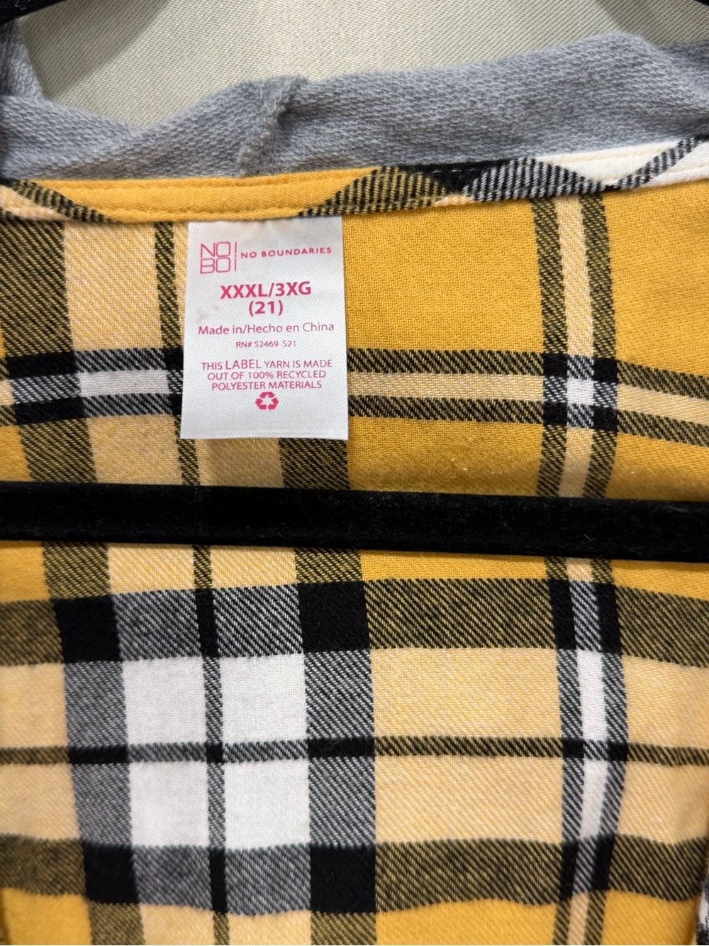 Women’s Yellow Plaid Hooded Button Front Flannel Shirt Jacket Size XXXL/3XG(21) - Picture 6 of 10